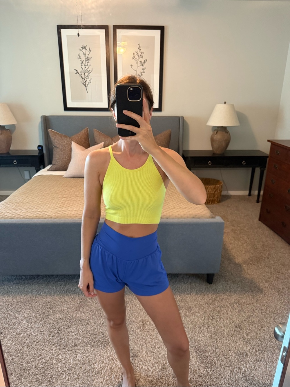 Neon Yellow Ribbed Cropped Tank Top